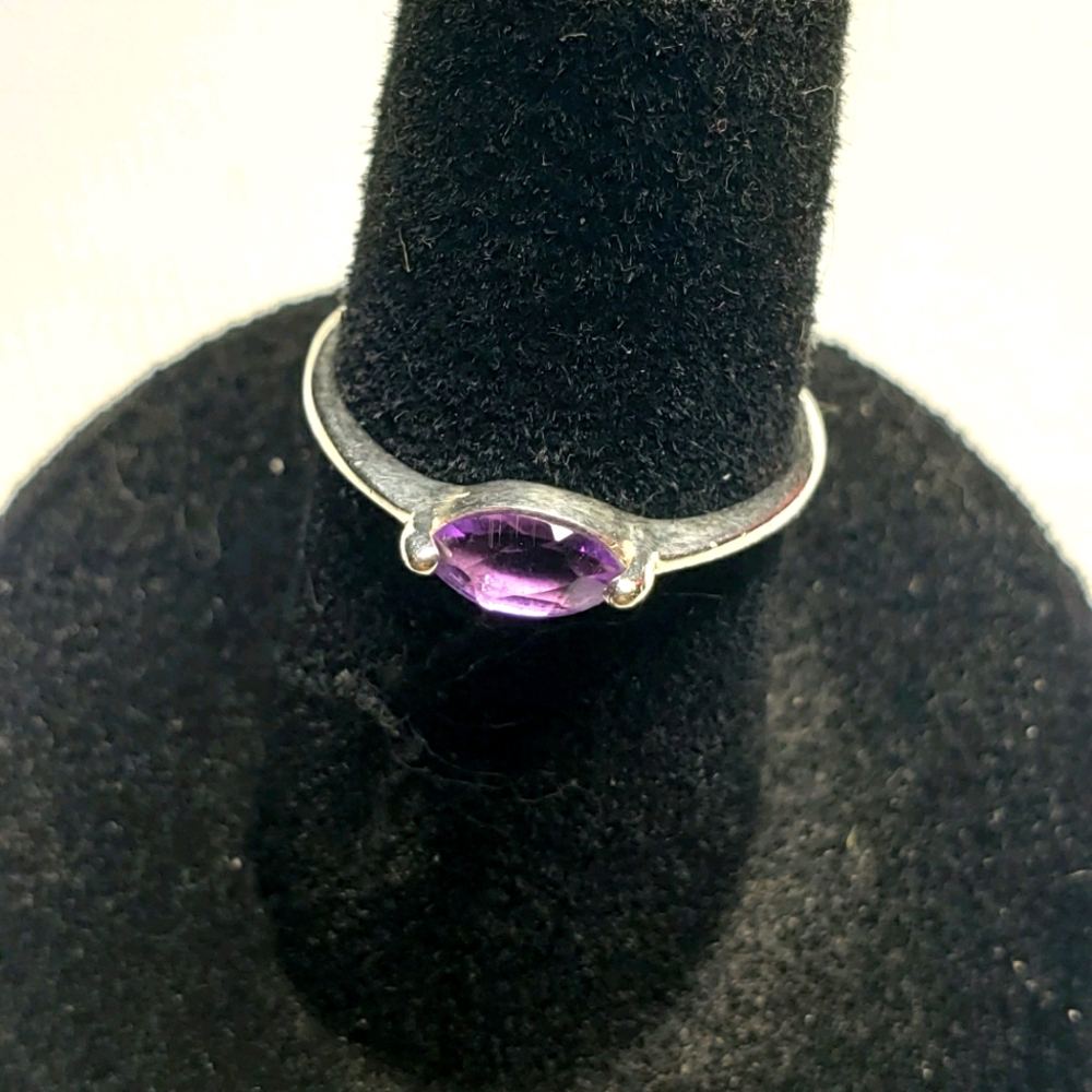 Amethyst Silver 925 Stacking Ring 5 February Gem - image 1